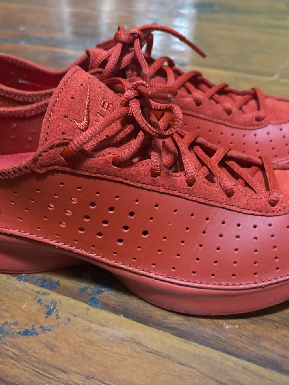 Nike Men’s Red Perforated Suede & Leather Sneakers